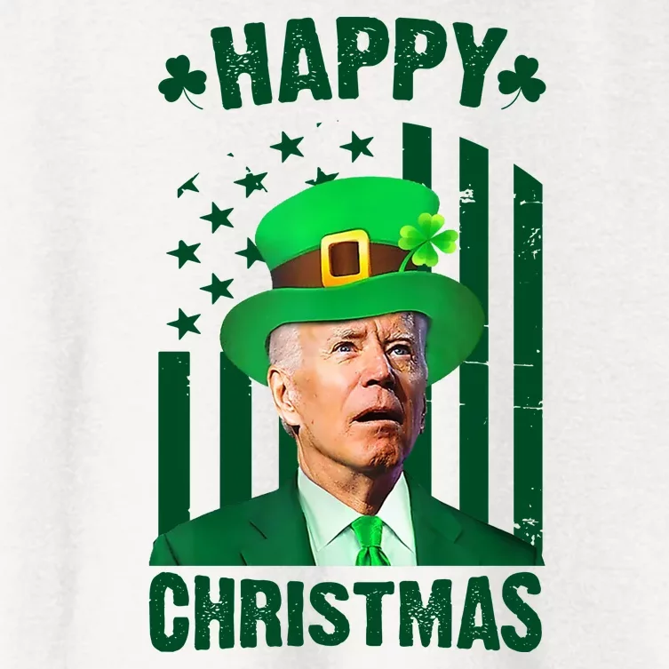 Happy Christmas Joe Biden Funny St Patrick's Day Women's Crop Top Tee