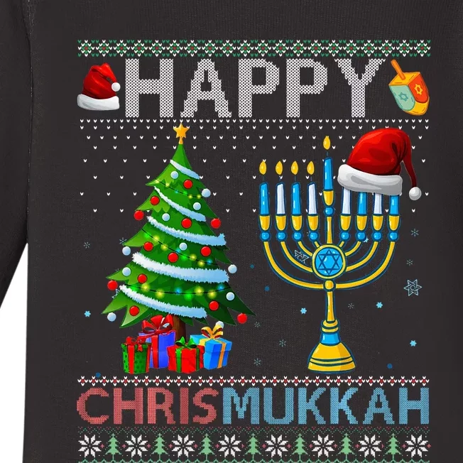 Happy Chrismukkah Jewish Christmas Hanukkah Chanukah Baby Long Sleeve Bodysuit