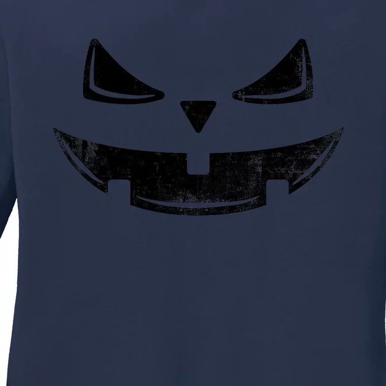 Halloween Costume Jack O Lantern Pumpkin Face Ladies Long Sleeve Shirt