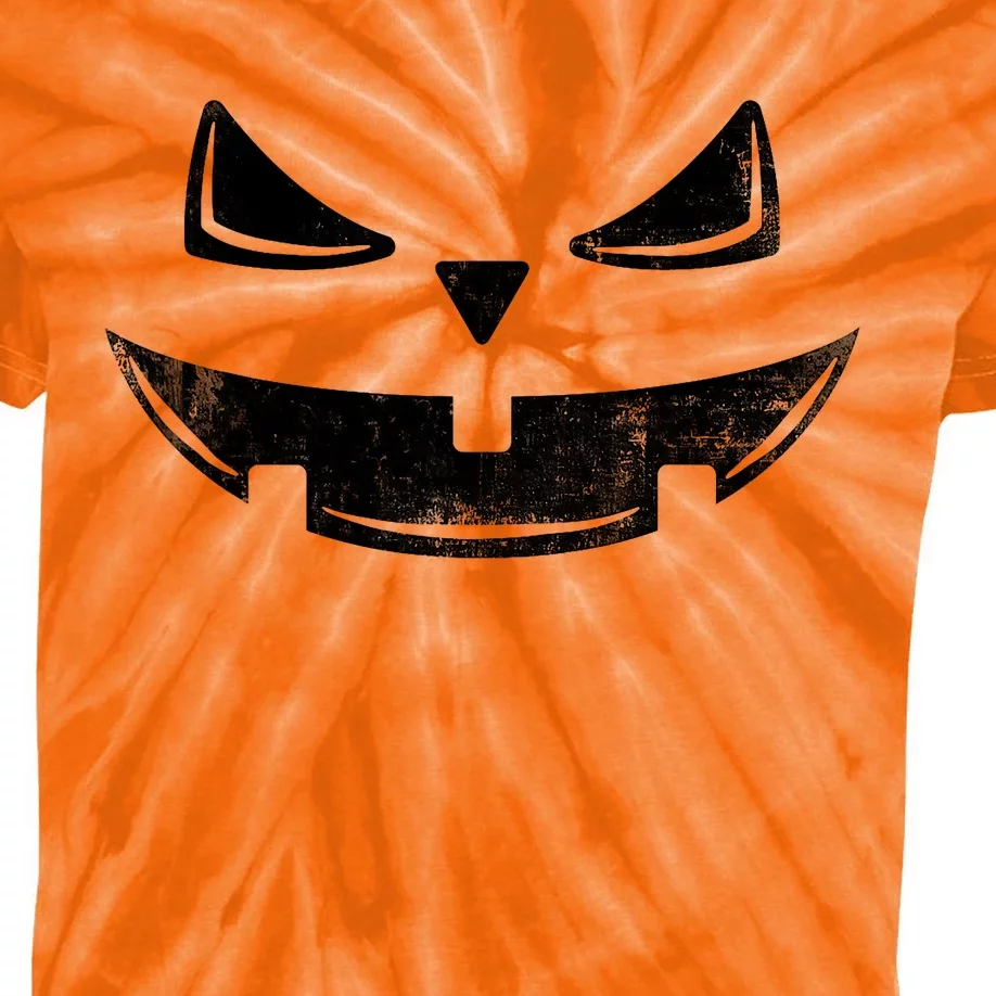 Halloween Costume Jack O Lantern Pumpkin Face Kids Tie-Dye T-Shirt