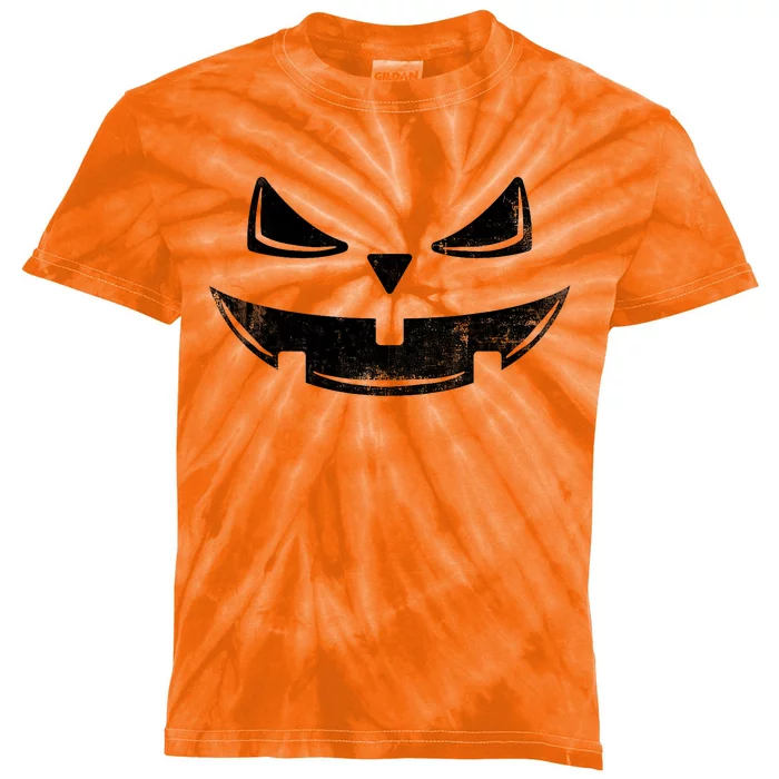 Halloween Costume Jack O Lantern Pumpkin Face Kids Tie-Dye T-Shirt