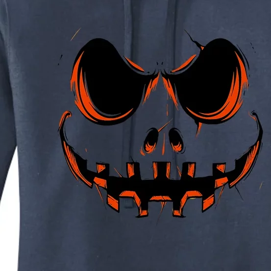 Halloween Costume Jack O Lantern Spooky Funny Pumpkin Face Women's Pullover Hoodie