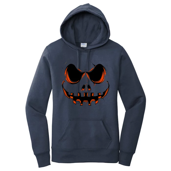 Halloween Costume Jack O Lantern Spooky Funny Pumpkin Face Women's Pullover Hoodie