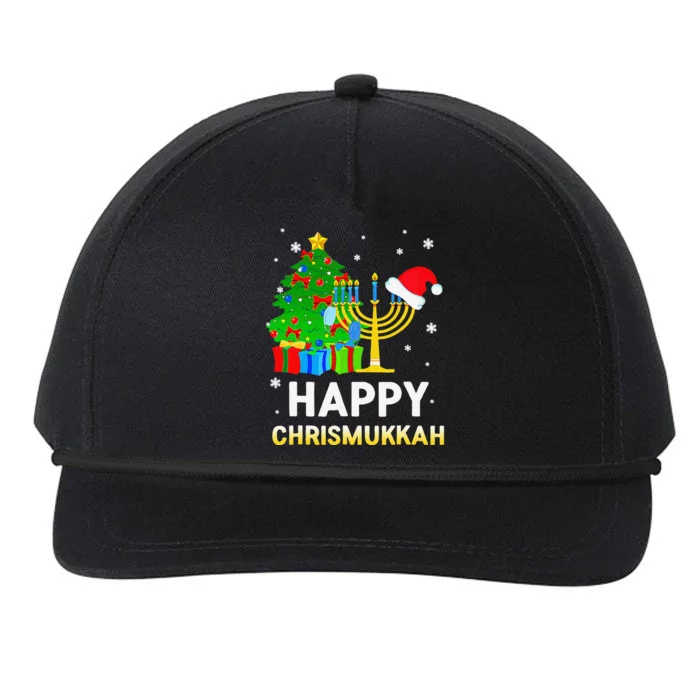 Happy Chrismukkah Jewish Christmas Hanukkah Holiday Chanukah Snapback Five-Panel Rope Hat