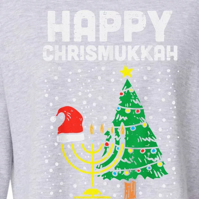 Happy Christmukkah Jewish Christmas Hanukkah Chanukah Gift Gift Cropped Pullover Crew