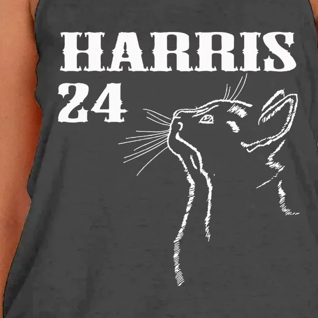 Harris Cat Kamala Cat Lady Women's Knotted Racerback Tank