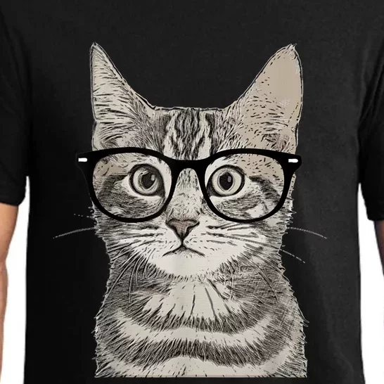 Hipster Cat Kitten Spectacles Eye Glasses Funny Cute Pajama Set