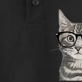 Hipster Cat Kitten Spectacles Eye Glasses Funny Cute Dry Zone Grid Performance Polo