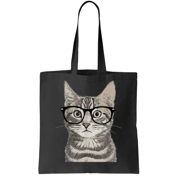 Hipster Cat Kitten Spectacles Eye Glasses Funny Cute Tote Bag