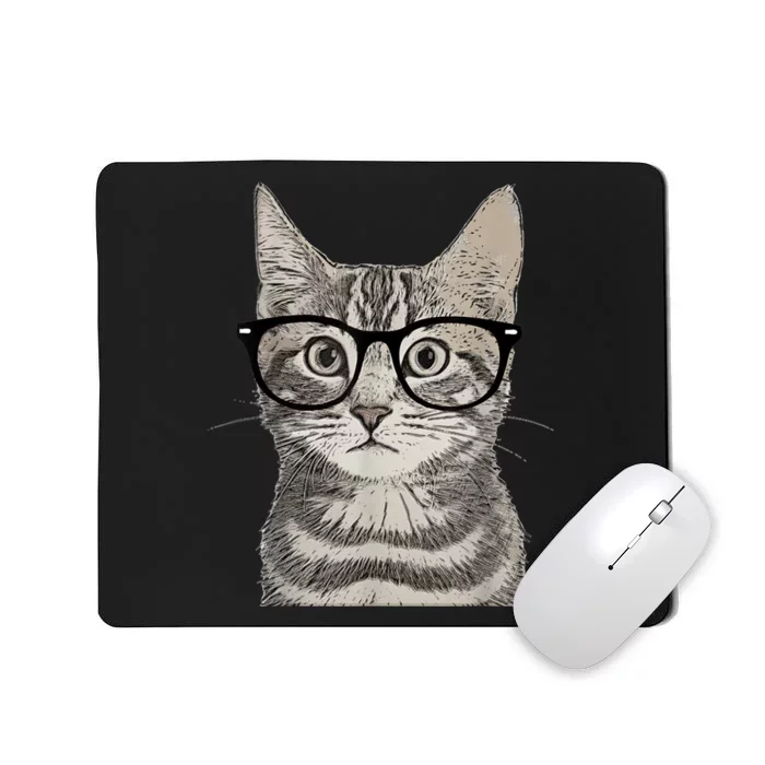 Hipster Cat Kitten Spectacles Eye Glasses Funny Cute Mousepad