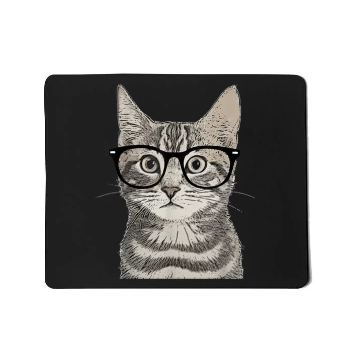 Hipster Cat Kitten Spectacles Eye Glasses Funny Cute Mousepad