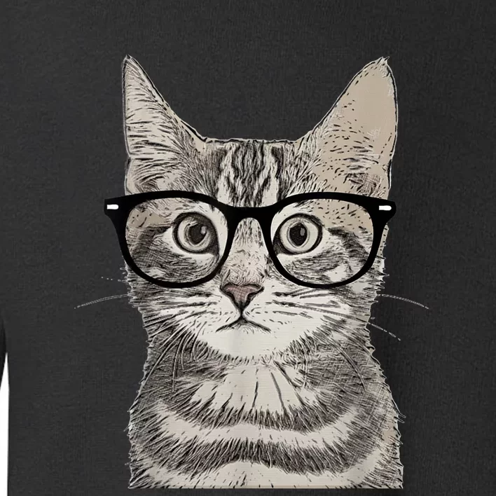 Hipster Cat Kitten Spectacles Eye Glasses Funny Cute Toddler Sweatshirt