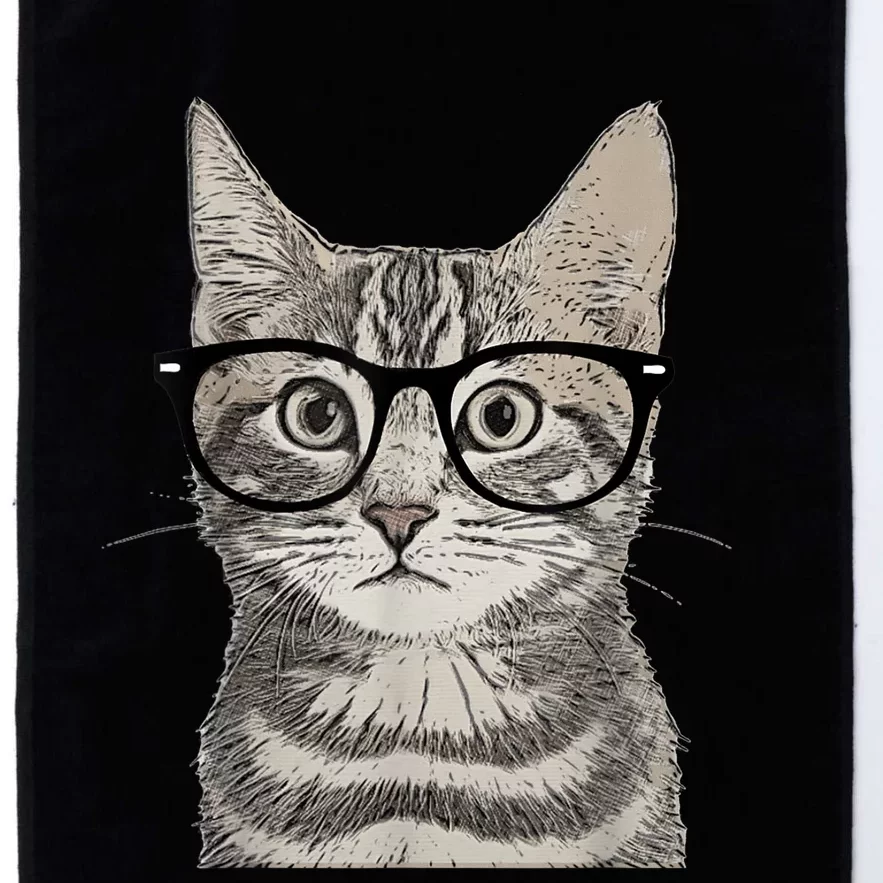 Hipster Cat Kitten Spectacles Eye Glasses Funny Cute Platinum Collection Golf Towel