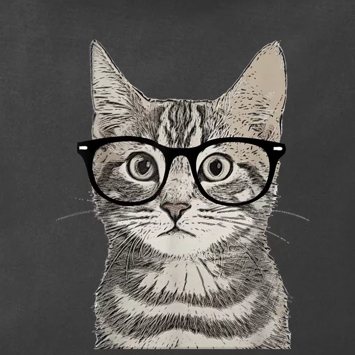 Hipster Cat Kitten Spectacles Eye Glasses Funny Cute Zip Tote Bag