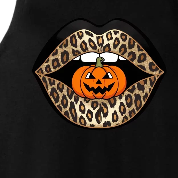 Halloween Cheetah Lips Pumpkin Stylish And Spooky Ladies Tri-Blend Wicking Tank