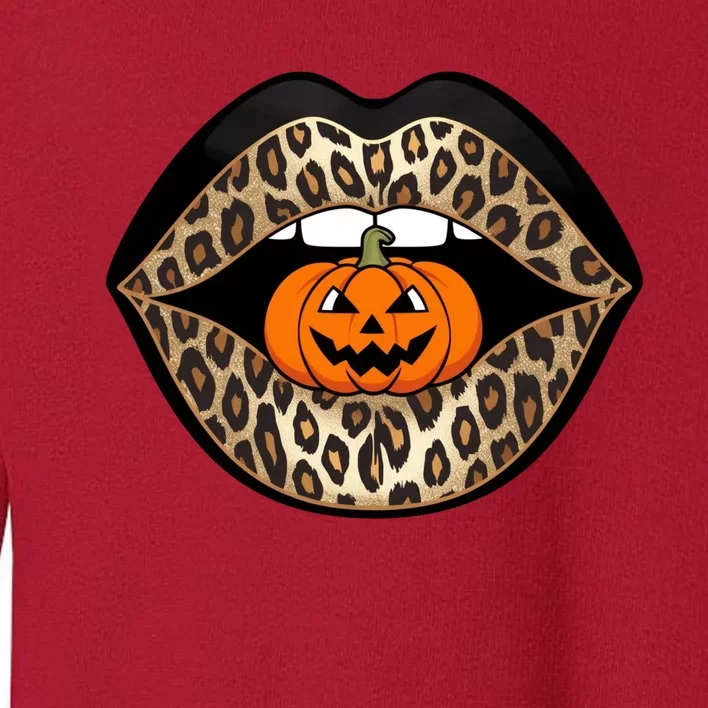 Halloween Cheetah Lips Pumpkin Stylish And Spooky Toddler Sweatshirt