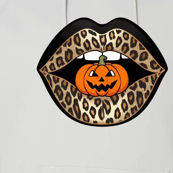 Halloween Cheetah Lips Pumpkin Stylish And Spooky Performance Fleece Hoodie