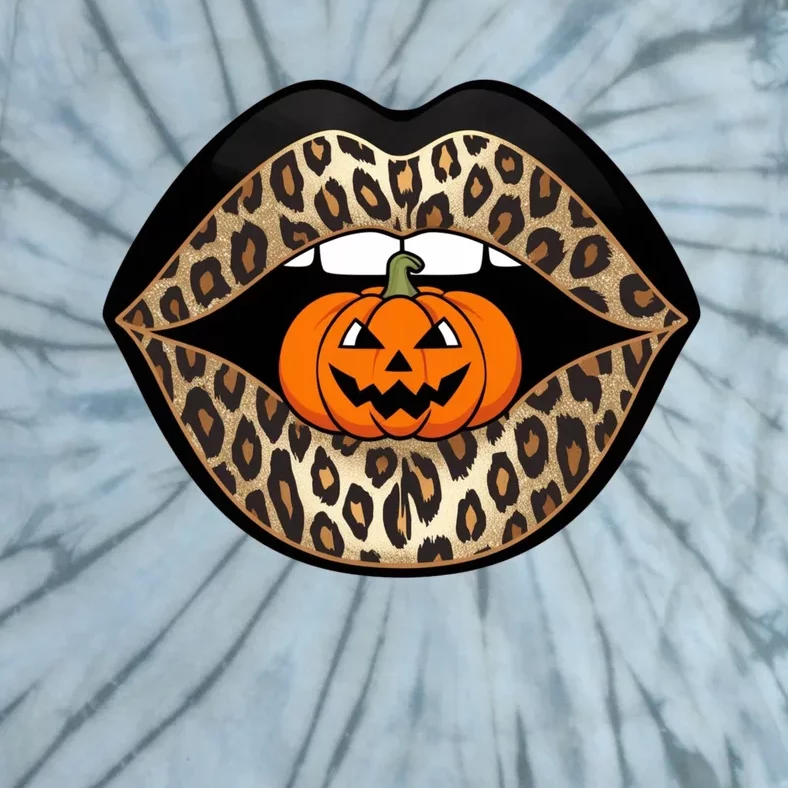 Halloween Cheetah Lips Pumpkin Stylish And Spooky Tie-Dye T-Shirt