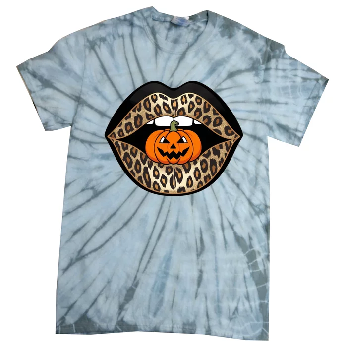 Halloween Cheetah Lips Pumpkin Stylish And Spooky Tie-Dye T-Shirt