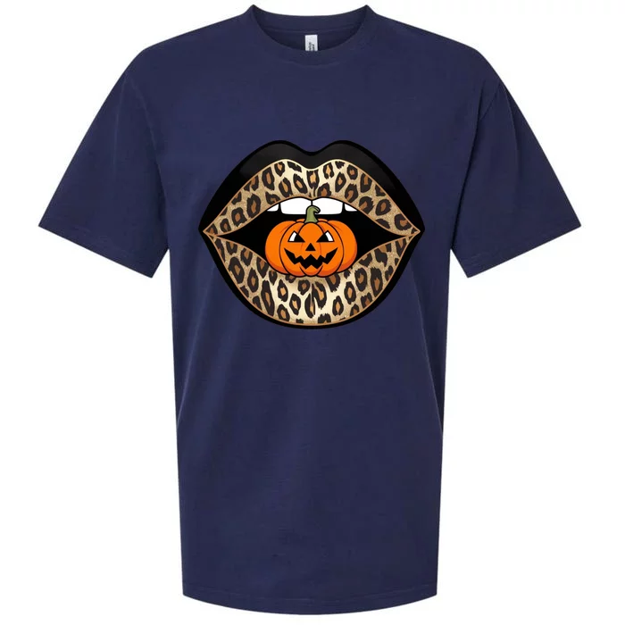 Halloween Cheetah Lips Pumpkin Stylish And Spooky Sueded Cloud Jersey T-Shirt