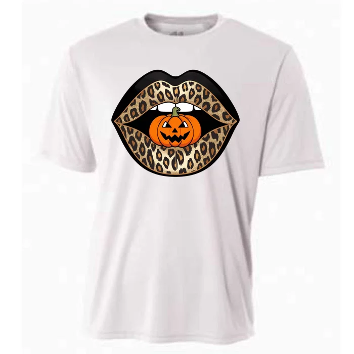 Halloween Cheetah Lips Pumpkin Stylish And Spooky Cooling Performance Crew T-Shirt