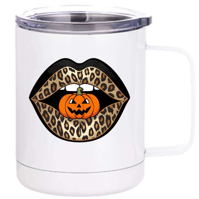 Halloween Cheetah Lips Pumpkin Stylish And Spooky Front & Back 12oz Stainless Steel Tumbler Cup