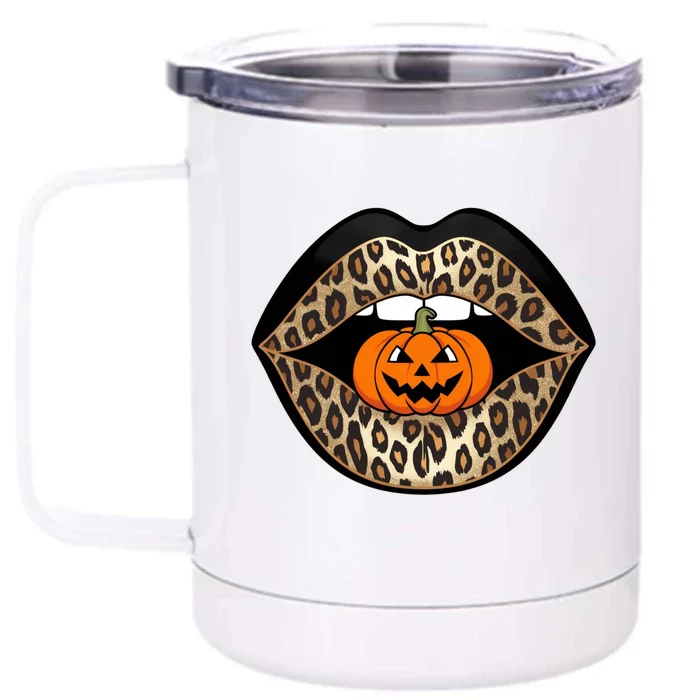 Halloween Cheetah Lips Pumpkin Stylish And Spooky Front & Back 12oz Stainless Steel Tumbler Cup