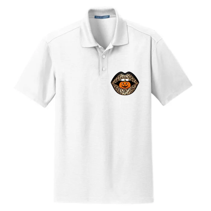 Halloween Cheetah Lips Pumpkin Stylish And Spooky Dry Zone Grid Performance Polo