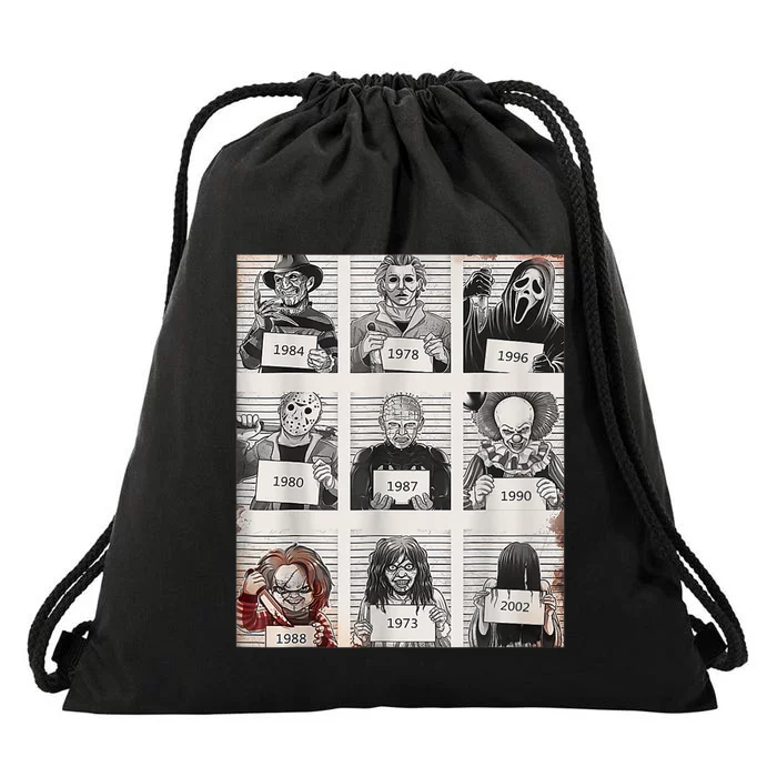 Halloween Creepy Legends Killer Mugshots Horror Fan Drawstring Bag