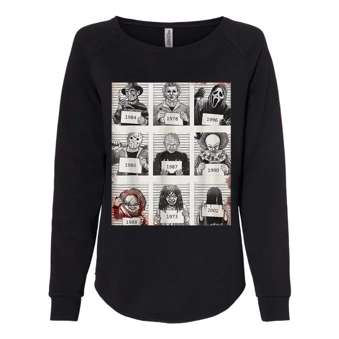 Halloween Creepy Legends Killer Mugshots Horror Fan Womens California Wash Sweatshirt