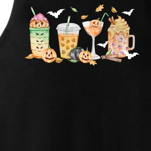 Halloween Coffee Latte Lover Ladies Tri-Blend Wicking Tank