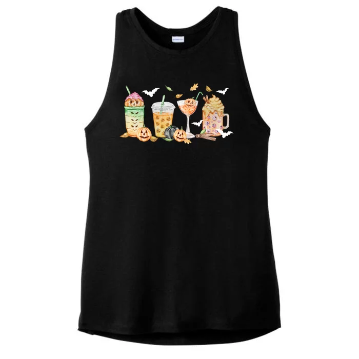 Halloween Coffee Latte Lover Ladies Tri-Blend Wicking Tank