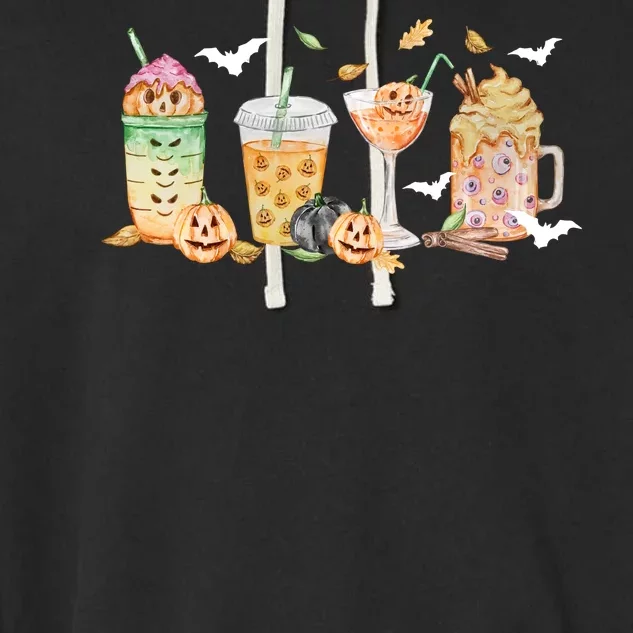 Halloween Coffee Latte Lover Garment-Dyed Fleece Hoodie