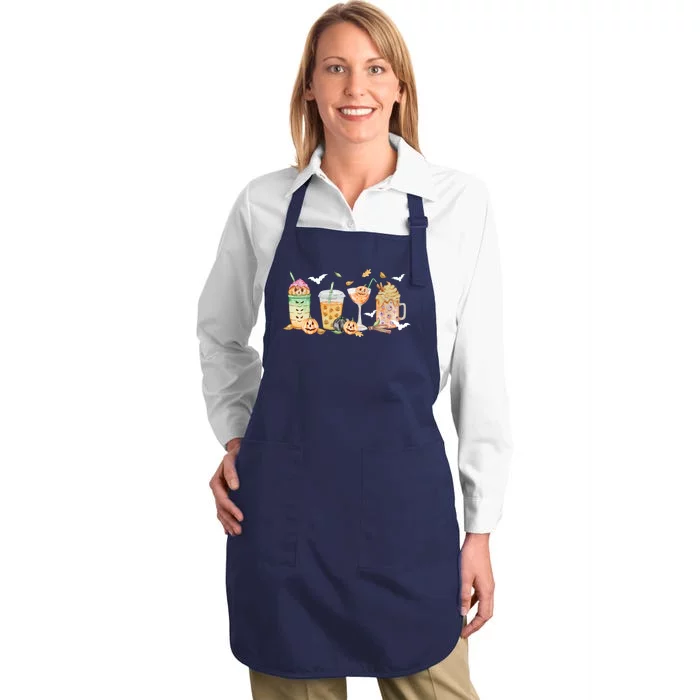 Halloween Coffee Latte Lover Full-Length Apron With Pocket