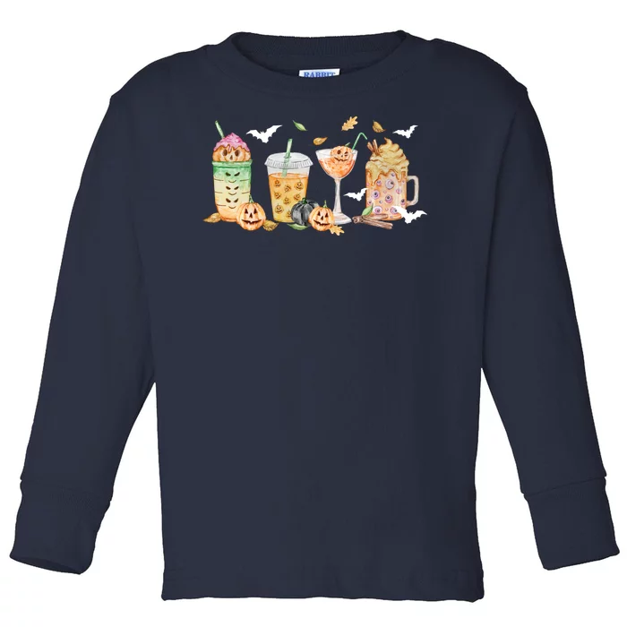 Halloween Coffee Latte Lover Toddler Long Sleeve Shirt