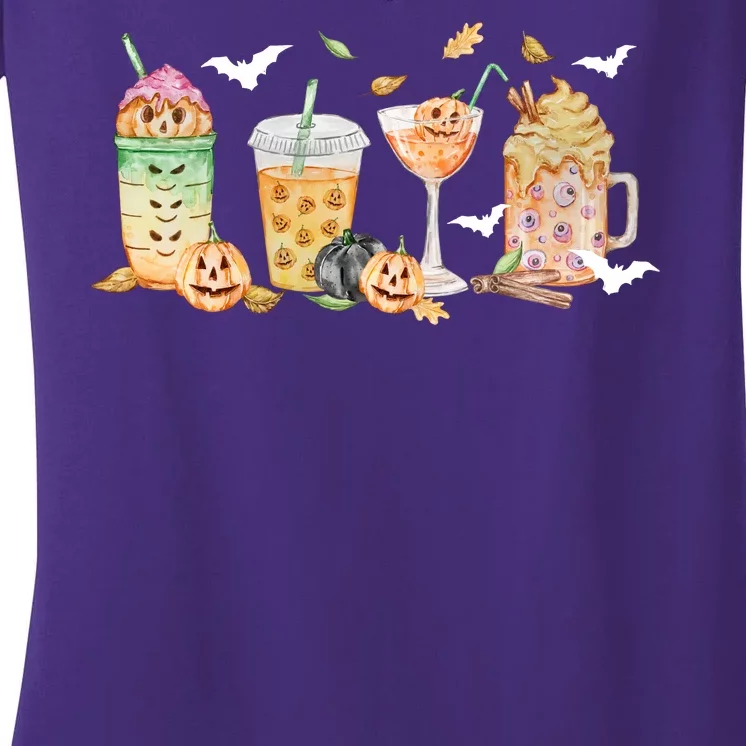 Halloween Coffee Latte Lover Women's V-Neck T-Shirt