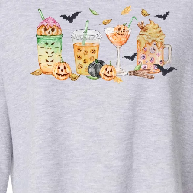 Halloween Coffee Latte Lover Cropped Pullover Crew