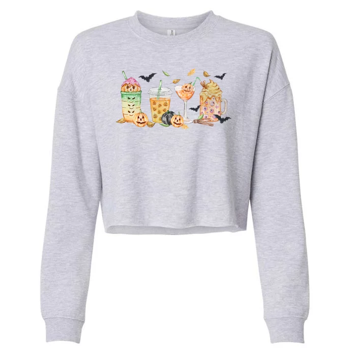 Halloween Coffee Latte Lover Cropped Pullover Crew