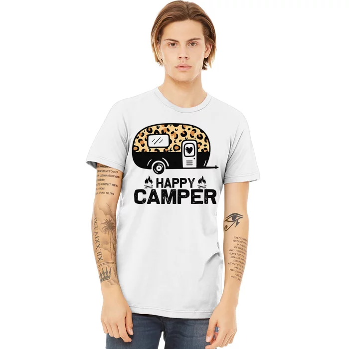 Happy Camper Leopard Funny Matching Camping Crew Premium T-Shirt