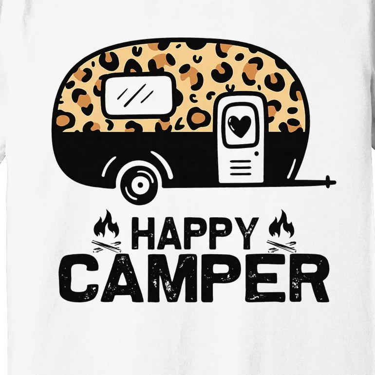 Happy Camper Leopard Funny Matching Camping Crew Premium T-Shirt