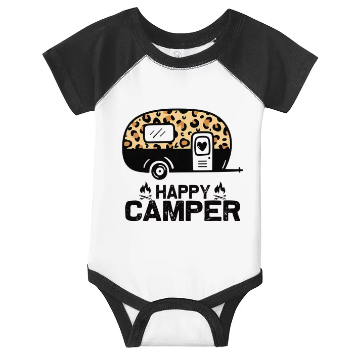 Happy Camper Leopard Funny Matching Camping Crew Infant Baby Jersey Bodysuit