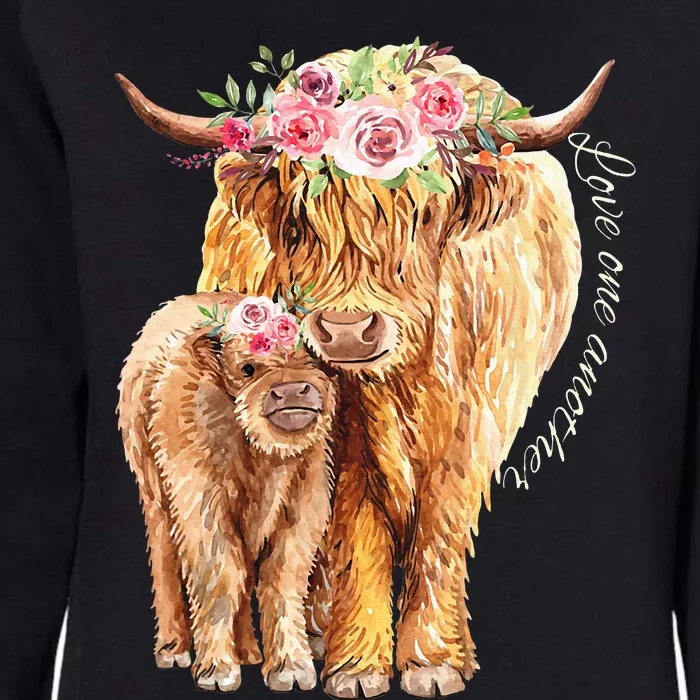 Highland Cattle Lover Cow Calf Farm Love One Another Cute Womens California Wash Sweatshirt