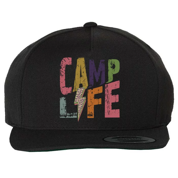 Happy Camp Life Fun Camping And Hiking Happy Camper Meaningful Gift Wool Snapback Cap