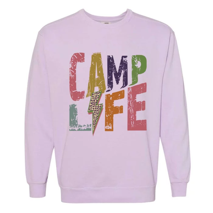 Happy Camp Life Fun Camping And Hiking Happy Camper Meaningful Gift Garment-Dyed Sweatshirt