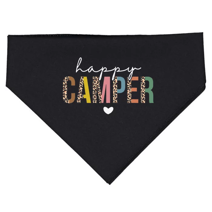 Happy Camper Leopard Camping Lover Outdoor Activities Camper USA-Made Doggie Bandana