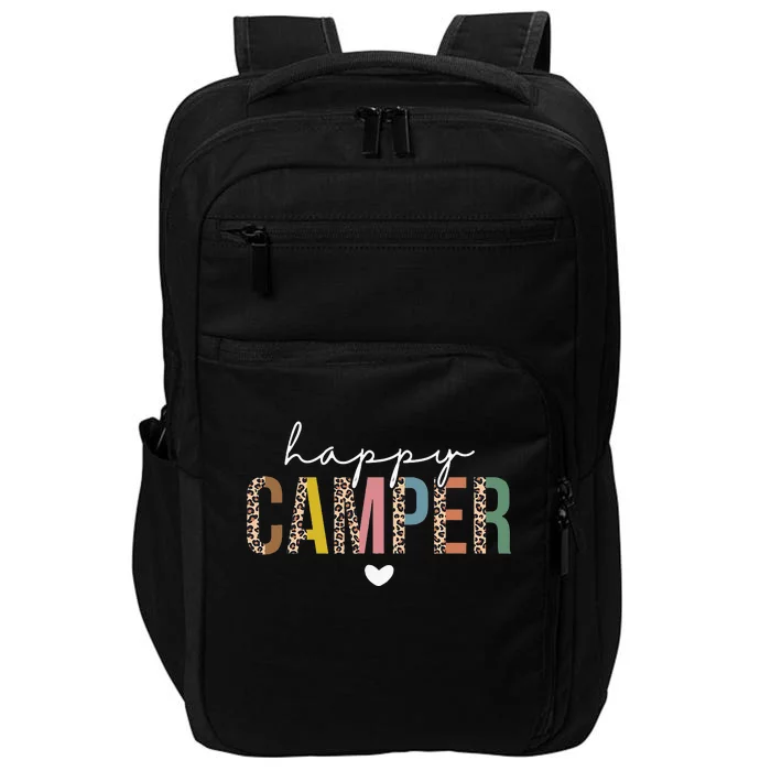 Happy Camper Leopard Camping Lover Outdoor Activities Camper Impact Tech Backpack