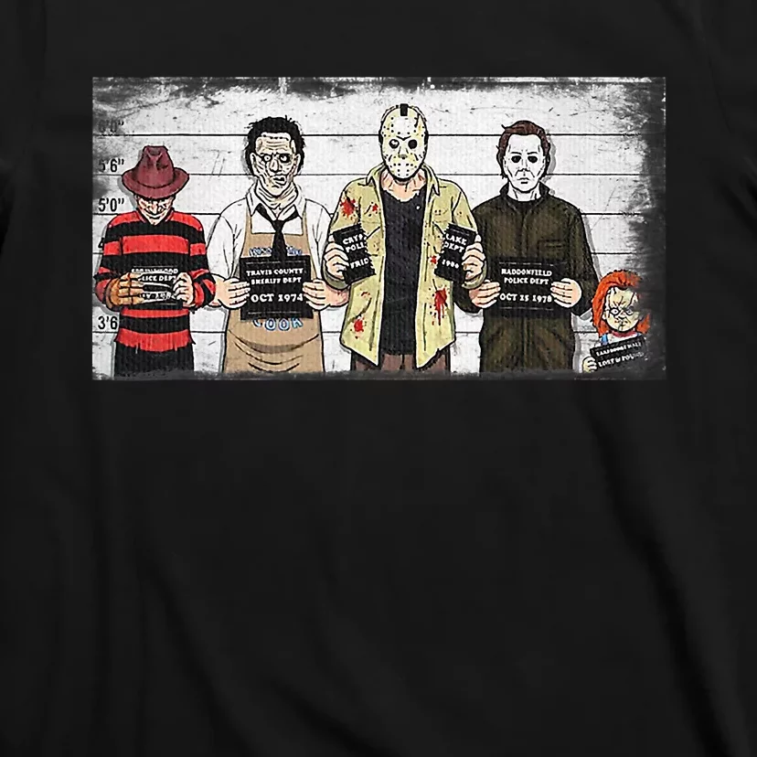 Halloween Creepy Legends Killer Mugshots Horror Fan T-Shirt