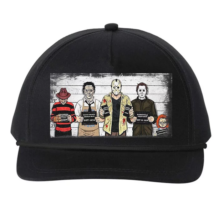 Halloween Creepy Legends Killer Mugshots Horror Fan Snapback Five-Panel Rope Hat