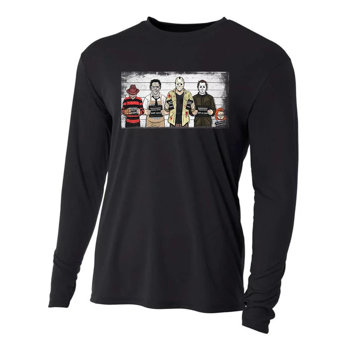 Halloween Creepy Legends Killer Mugshots Horror Fan Cooling Performance Long Sleeve Crew