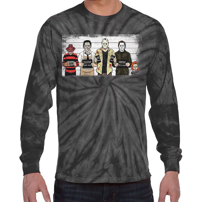 Halloween Creepy Legends Killer Mugshots Horror Fan Tie-Dye Long Sleeve Shirt